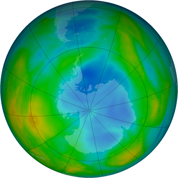 Antarctic ozone map for 27 June 1987